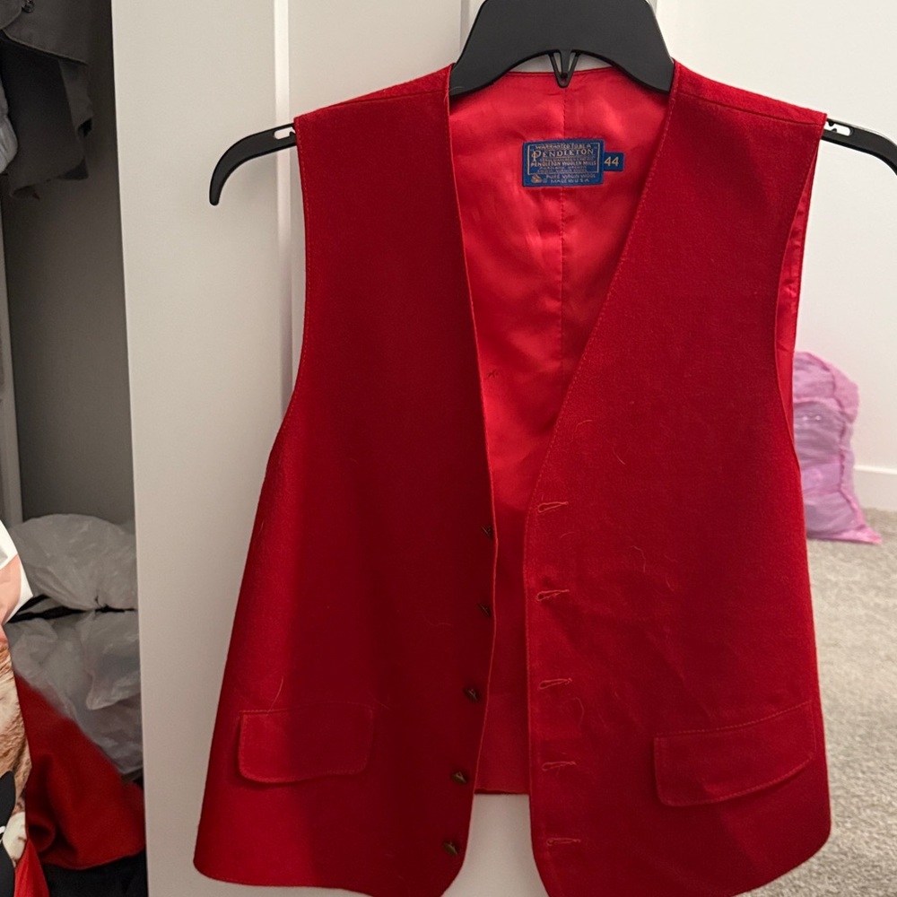Vintage Pendleton Vibrant Red Wool Vest